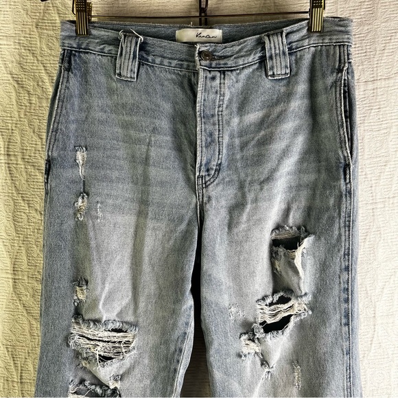 KanCan Kan Can Estilo Womens 9 28 Distressed Destroyed Wide Leg Denim Blue Jeans - Picture 3 of 16